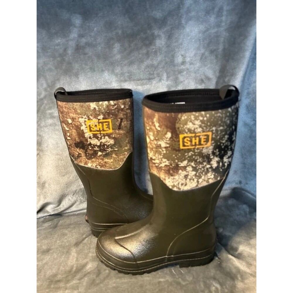 SHE Outdoor Women’s Waterproof Mid-Calf Rain Boots Rubber Pull-On Camo US 9 #431